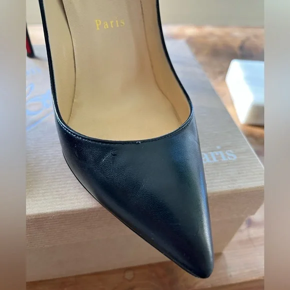 Christian Louboutin Black Pigalle Follies 100mm Leather Pumps - size 38 - Picture 3 of 10